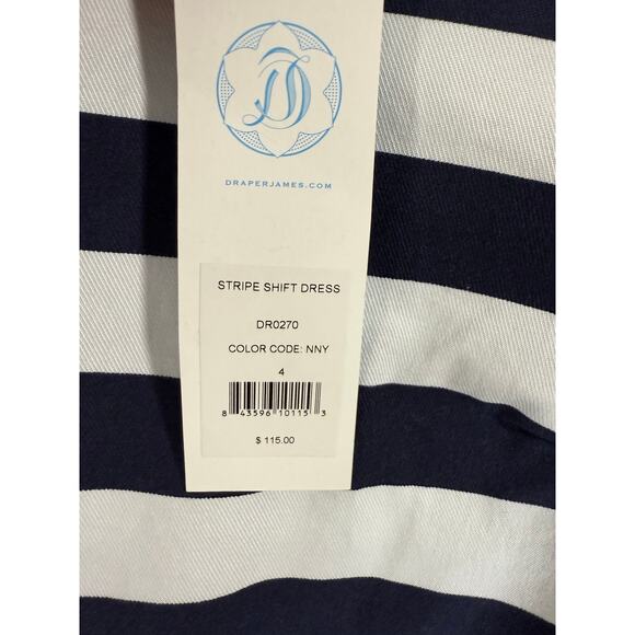 NWT Draper James Nassau Stripe Shift Dress Navy/White Pocket Size 4 DR0270 - Picture 10 of 10